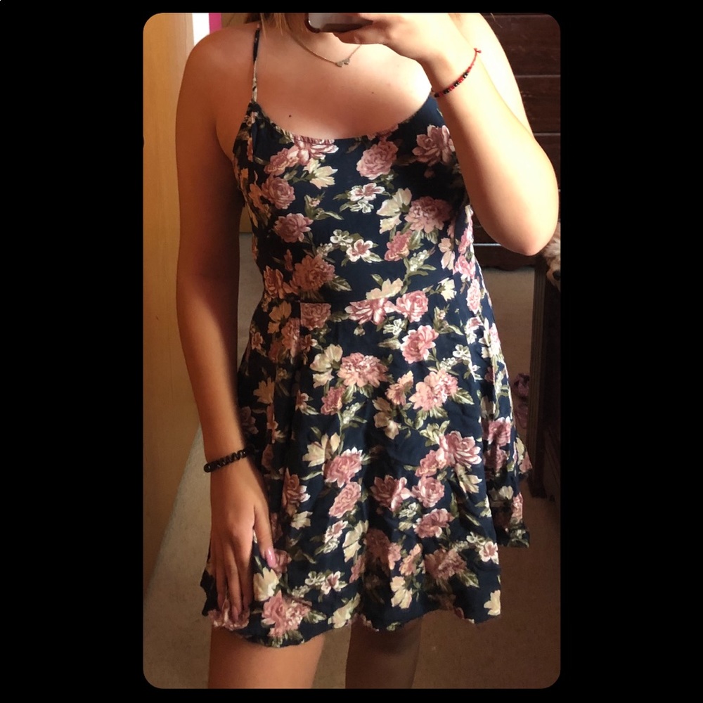 dark blue floral dress